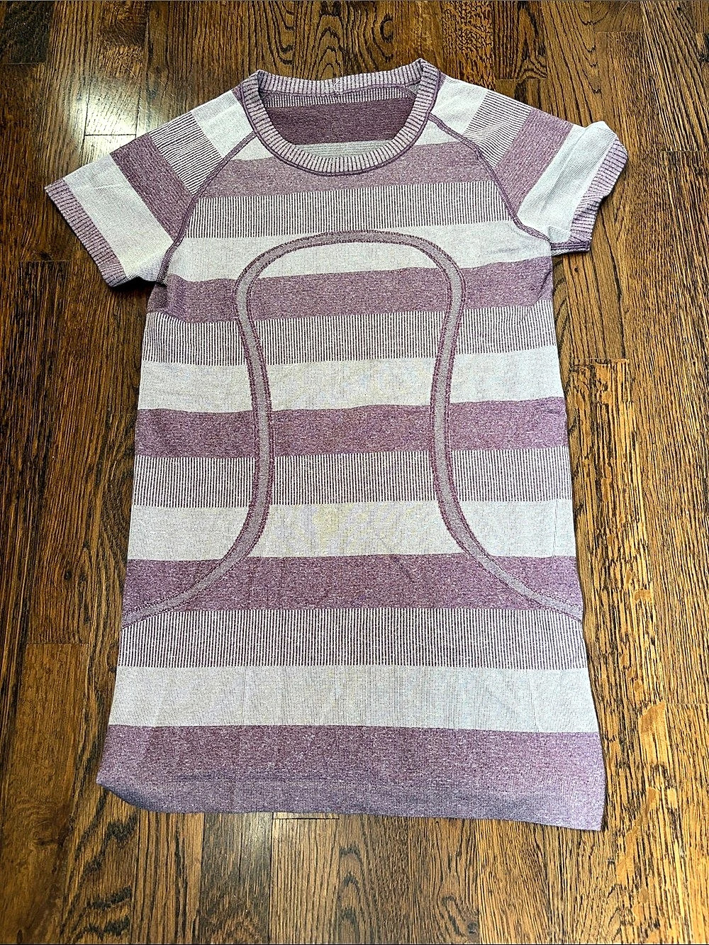 lululemon Swiftly Tech Short Sleeve Striped Short Sleeve in Heathered Plum,